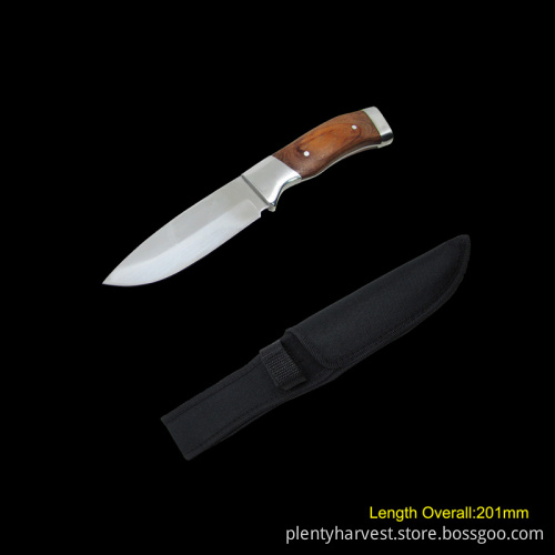 Fixed Blade Knife with Wooden Handle (#3767)